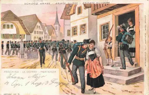 AK / Ansichtskarte STueCKELBERGER Wilhelm (1867-1926) Kuenstlerlitho Schweiz Schweizer Armee Abschied 