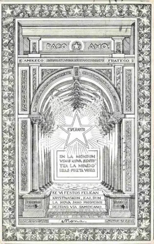 AK / Ansichtskarte Esperanto Paco Amo Mondon nova sento mondo iras Forta voko Mona