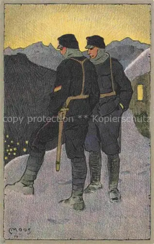 AK / Ansichtskarte MOOS  Carl (1878-1959) Kuenstlerlitho Schweiz Schweizer Grenzbesetzung 