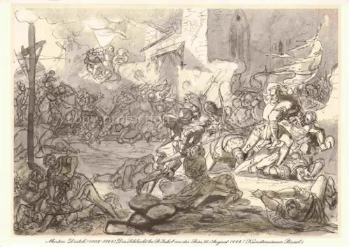 AK / Ansichtskarte Birsfelden BL Gemaelde Die Schlacht bei St Jakob an der Birs Aug 1444 Kunstmuseum Basel