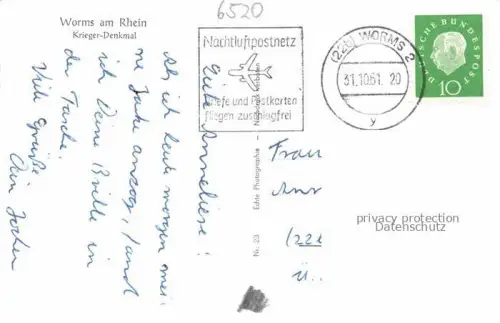 AK / Ansichtskarte WORMS Rhein Krieger Denmal