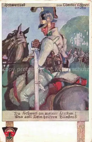 AK / Ansichtskarte WILKE Karl Alex Kuenstlerkarte Schulverein Nr. 569 Schwertlied Soldat Pferd 