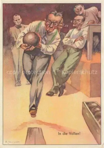 AK / Ansichtskarte Kegeln Bowling Bolos-- Maenner Spielen Chemnitz 