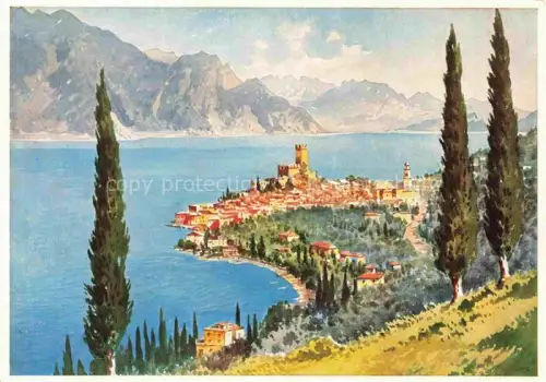 AK / Ansichtskarte YOS Kuenstlerkarte Malcesine Lago di Garda 