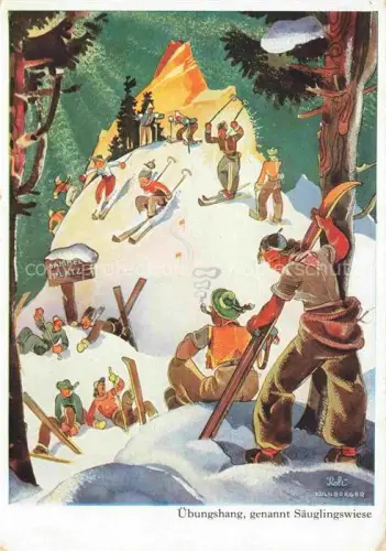AK / Ansichtskarte KoeLNBERGER Kuenstlerkarte oesterreich Ski uebungshang Saeuglingswiese 