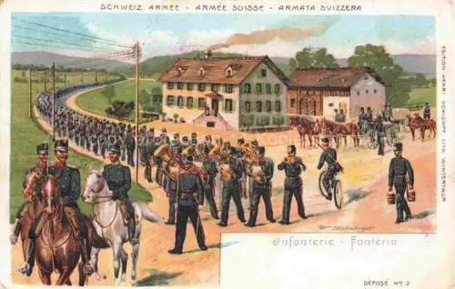 AK / Ansichtskarte STueCKELBERGER Wilhelm (1867-1926) Kuenstlerlitho Schweiz Schweizer Armee Infanterie 