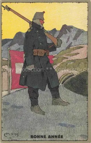 AK / Ansichtskarte MOOS  Carl (1878-1959) Kuenstlerlitho Schweiz Grenzbesetzung Bonne Annee Soldat Gewehr 