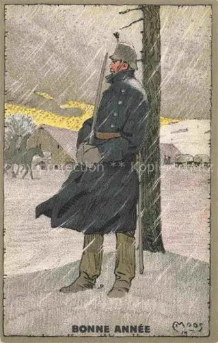 AK / Ansichtskarte MOOS  Carl (1878-1959) Kuenstlerlitho Schweiz Grenzbesetzung Bonne Annee Soldat Wache 