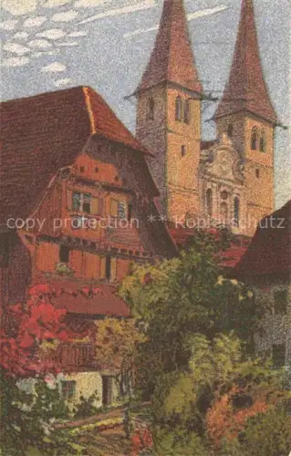 AK / Ansichtskarte Schlatter E.E. Kuenstlerlitho Schweiz Hofkirche mit dem alten Kaplanen Haus 