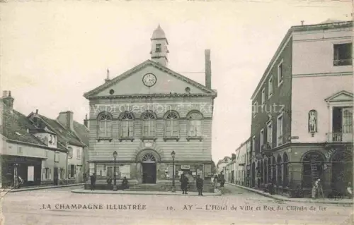 AK / Ansichtskarte Ay EPERNAY 51 Marne Hotel de Ville et Rue du Chemin de fer