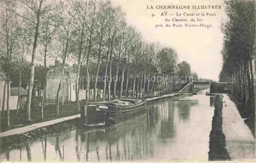 AK / Ansichtskarte Ay EPERNAY 51 Marne Le Canal et le pont du Chemin de fer pris du Pont Victor Hugo