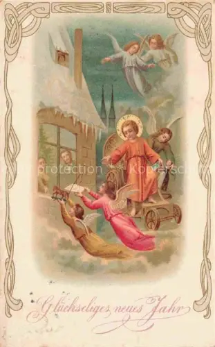 AK / Ansichtskarte Neujahr Annee New Year Engel Kinder Child Litho