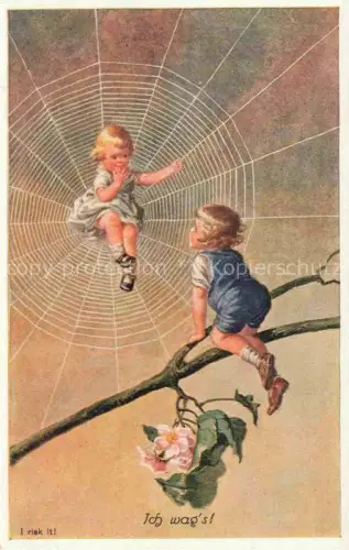 AK / Ansichtskarte Spinnen Tiere Kinder Child Enfant Litho 