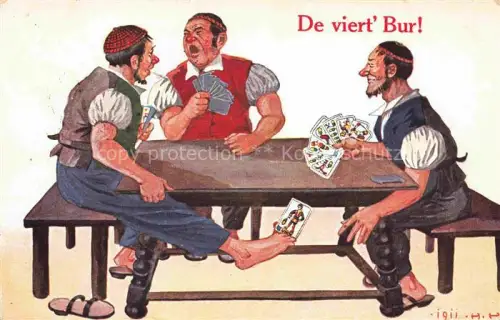 AK / Ansichtskarte Kartenspiel-Postkarte Jeu de Cartes CPA-- De viert Bur 