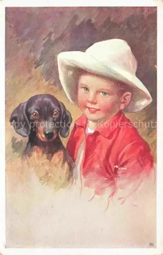 AK / Ansichtskarte FEIERTAG Karl (1874-1944) Kuenstlerkarte Dackel Kind 