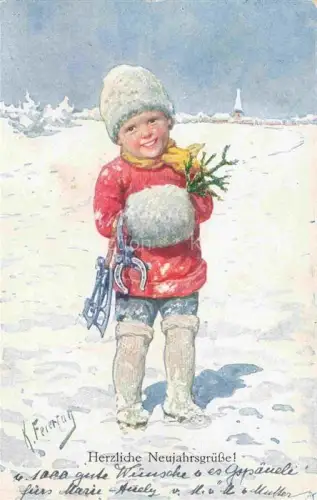 AK / Ansichtskarte FEIERTAG Karl (1874-1944) Kuenstlerkarte Muff Neujahr Gruesse 