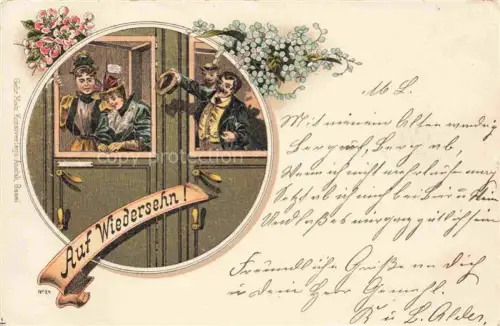 AK / Ansichtskarte Eisenbahn Schweiz CH Auf Wiedersehen Litho 