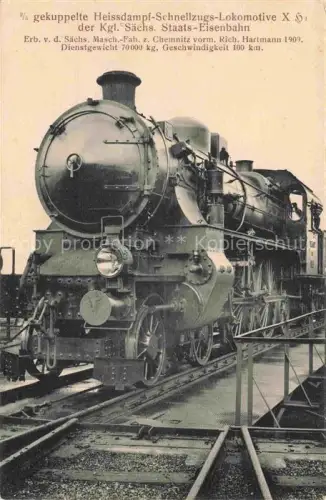 AK / Ansichtskarte Lokomotive Eisenbahn Railway-- 2/5 gekuppelt Heissdampf Schnellzugs X der Kgl. Sachs. Staats Eisenbahn 