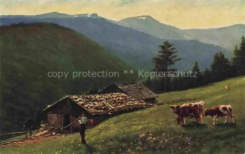 AK / Ansichtskarte HOFFMANN__Heinrich_Kuenstlerkarte Melkerei Widenbach Schnepfenriedkopf  