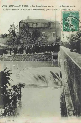 AK / Ansichtskarte Chalons-sur-Marne 51 Marne Les Inondations du Janvier 1910 Ecluse envahie Pont du Canal menacé