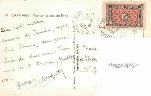 AK / Ansichtskarte Carthage  Karthago Carthago Tunesie Vue sur les anciens port