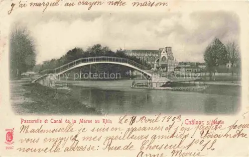 AK / Ansichtskarte Chalons-sur-Marne 51 Marne Passerelle et Canal de la Marne au Rhin