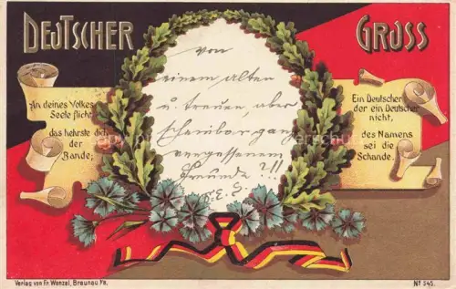 AK / Ansichtskarte Braunau  Boehmen Broumov CZ Deutscher Gruss Lorbeerkranz