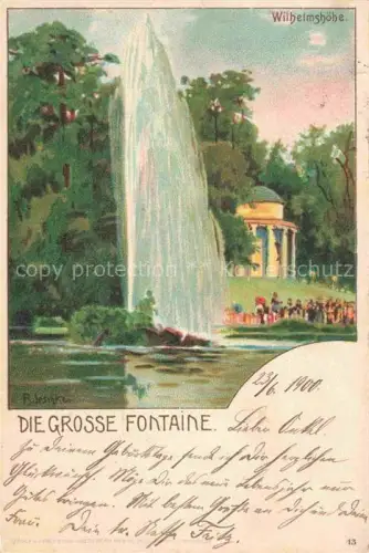 AK / Ansichtskarte Jeschke R. Kuenstlerlitho Wilheimshoehe Die Grosse Fantaine