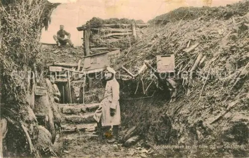 AK / Ansichtskarte Schuetzengraben Militaria WK1 Stab 