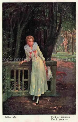 AK / Ansichtskarte NAFP Relluem Kuenstlerkarte wird er kommen Engel Kind Litho
