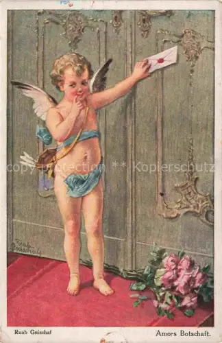 AK / Ansichtskarte GNISCHAF Ruab Kuenstlerkarte Engel Kind Amors Botschaft Brief Litho 