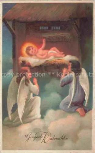 AK / Ansichtskarte Krippe Weihnachtskrippe Crib Copier Weihnachten Engel 