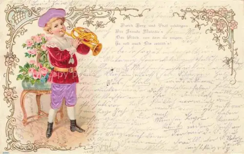 AK / Ansichtskarte Trompeter Trompete Trumpet Trompette-- Kind Child Enfant Litho
