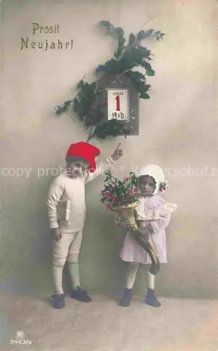 AK / Ansichtskarte Foto RPH Nr. 3463/6 Kinder Blumen Prosit Neujahrsgruss 
