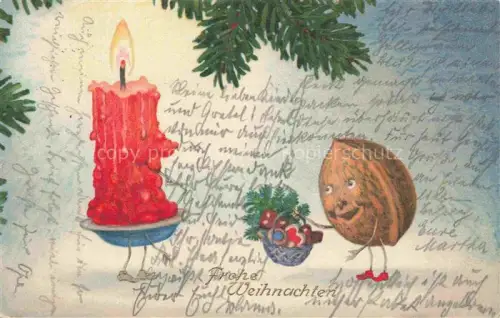 AK / Ansichtskarte Weihnachten Christmas X-Mas Noel Kerze Walnuss 