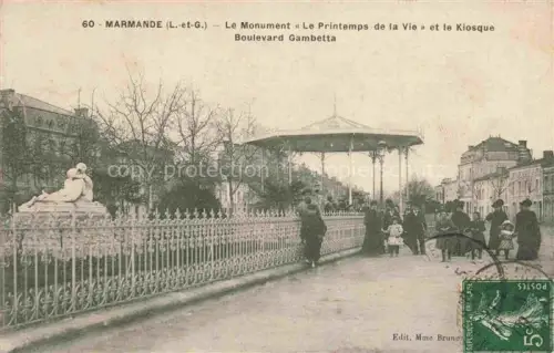 AK / Ansichtskarte MARMANDE 47 Lot-et-Garonne Le Monument Le Printemps de la Vie et le Kiosque Boulevard Gambetta