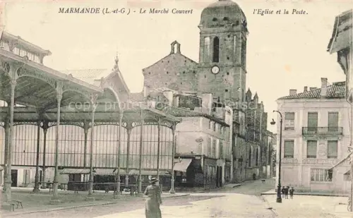 AK / Ansichtskarte MARMANDE 47 Lot-et-Garonne Le Marché Couvert Eglise et la Poste