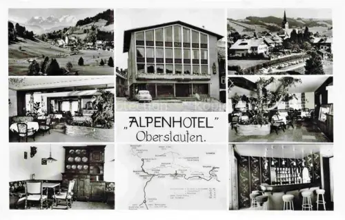 AK / Ansichtskarte Oberstaufen Oberallgaeu Bayern Alpenhotel Panorama Ansicht mit Kirche Alpen