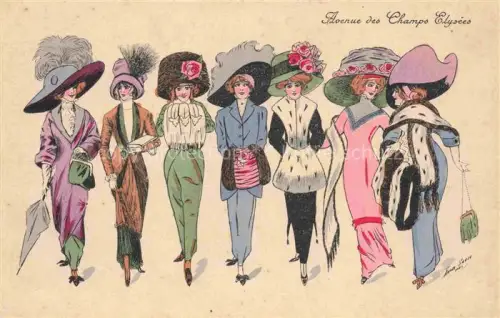 AK / Ansichtskarte Hutmode Mode-des-Chapeaux Hat-fashion Cappeli Sombreros-- Champs Elysees Frauen 