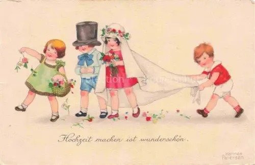 AK / Ansichtskarte PETERSEN Hannes Kuenstlerkarte Kinder Hochzeit machen 