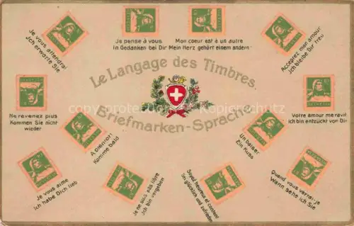 AK / Ansichtskarte BriefmarkenSPRACHE auf Ak Schweiz 