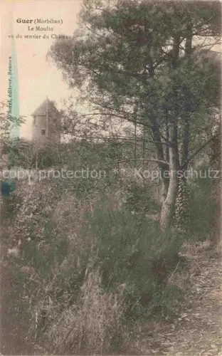 AK / Ansichtskarte Guer Vannes 56 Morbihan Le Moulin vu du sentier du Chateau