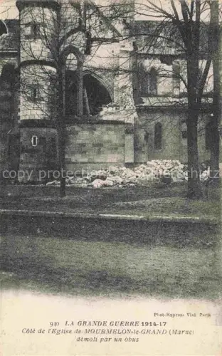 AK / Ansichtskarte Mourmelon Camp de Mourmelon 51 Marne Cote de l'Eglise demoli par un obus