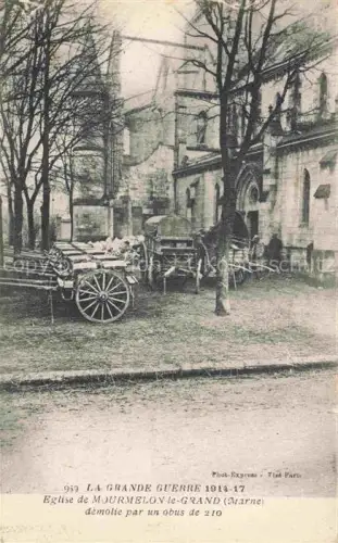 AK / Ansichtskarte Mourmelon Camp de Mourmelon 51 Marne Eglise de Mourmelon demolie par un obus de 210