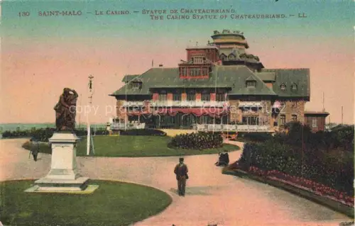 AK / Ansichtskarte SAINT-MALO ST-MALO 35 Le Casino Statue de Chateaubriand