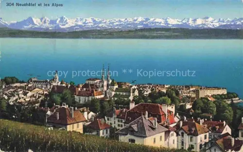 AK / Ansichtskarte Neuchatel NE et les Alpes
