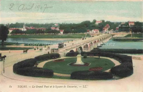 AK / Ansichtskarte TOURS 37 Indre-et-Loire Le Grand Pont et le Square de Descartes
