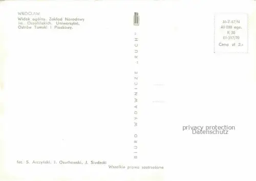 AK / Ansichtskarte WROCLAW Breslau PL Widok ogolny Zaklad Narodowy im Ossalinskich Universytet Ostrow Tumski i Piaskowy