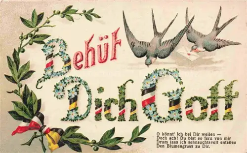 AK / Ansichtskarte Schwarz Weiss Rot-Flagge (SWR) Litho Brief Tauben