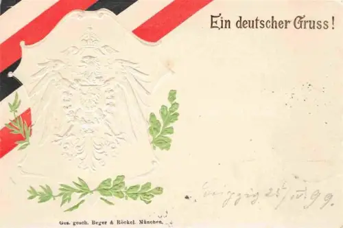 AK / Ansichtskarte Schwarz Weiss Rot-Flagge (SWR) Litho ein deutscher Gruss Muenchen 